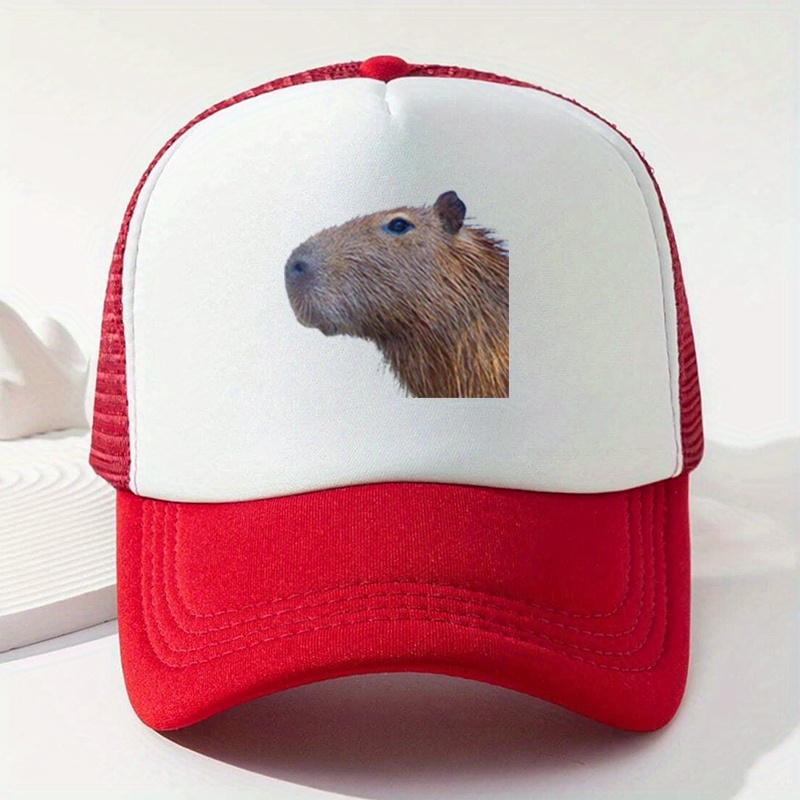 TEMU Adorable Guinea Pig Print Baseball Cap For Women - Breathable Mesh, Sweat-wicking, Adjustable Snapback, Colorful Design For Outdoor Sports,
