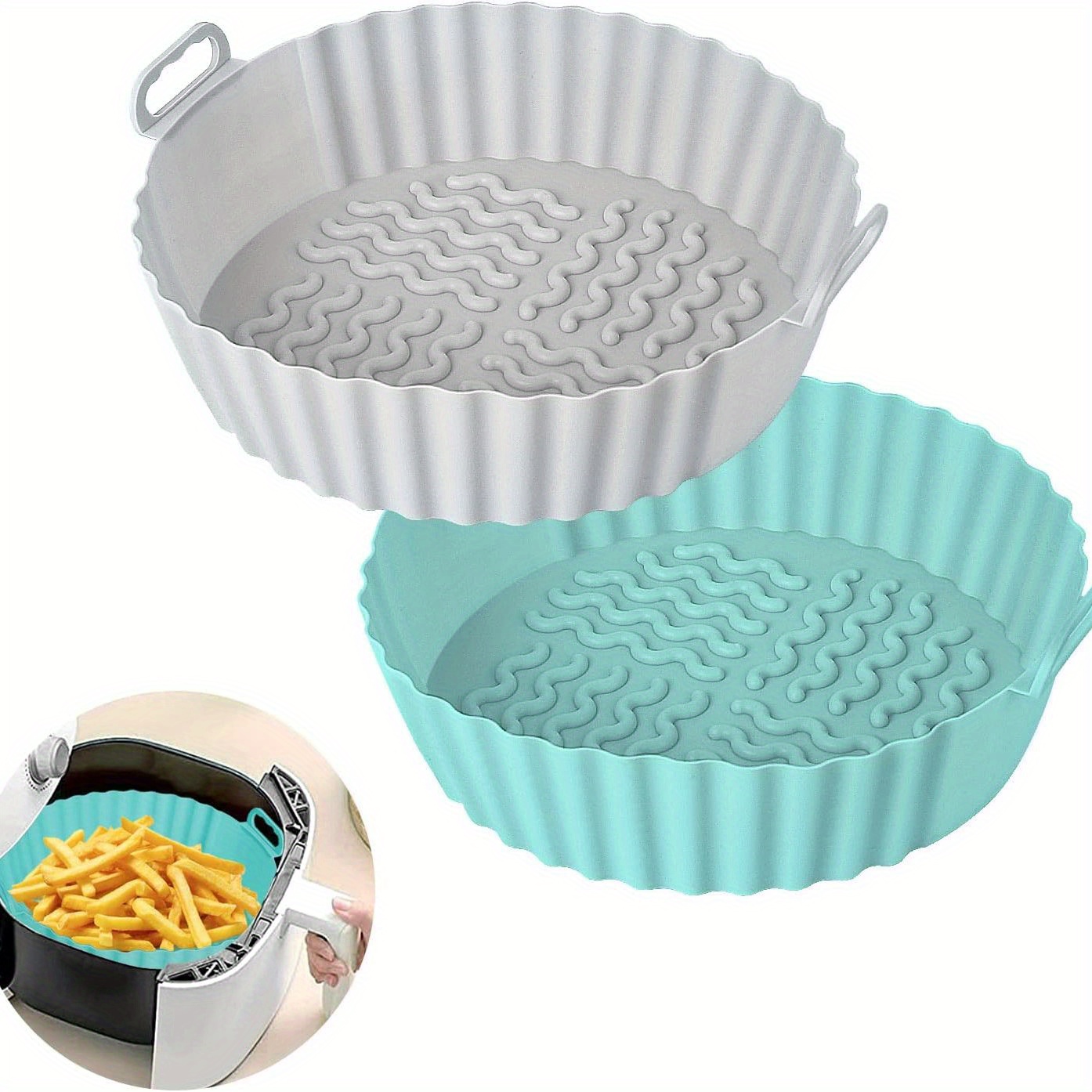 Silicone Air Fryer Liners, Air Fryer Accessories, Basket Liner, Reusable  Replacement Of Parchment Liners ( , Blue, Brown, Grey) - Temu