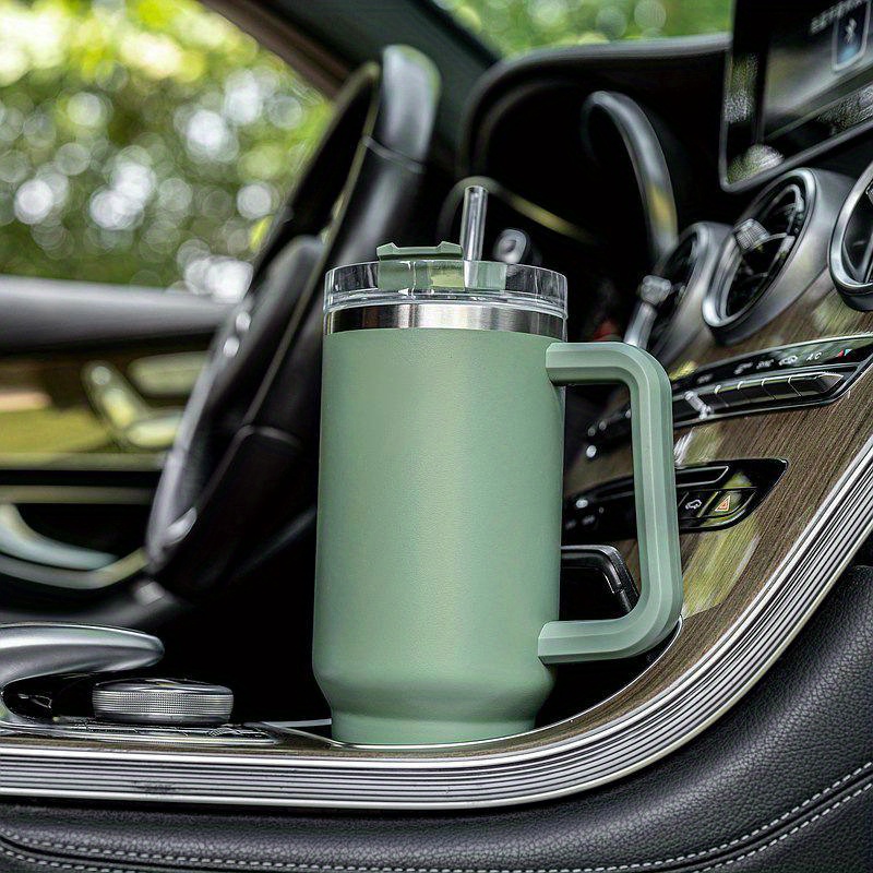 Straw Tumbler, Reusable Vacuum Tumbler With Straw, Insulated Double Wall  Stainless Steel Cup Handle And Vacuum Flask, Car Handy Cup, Drinkware - Temu