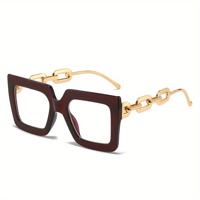 Y2K Block Chain Clear Lens Glasses Anti Light Reading Glasses