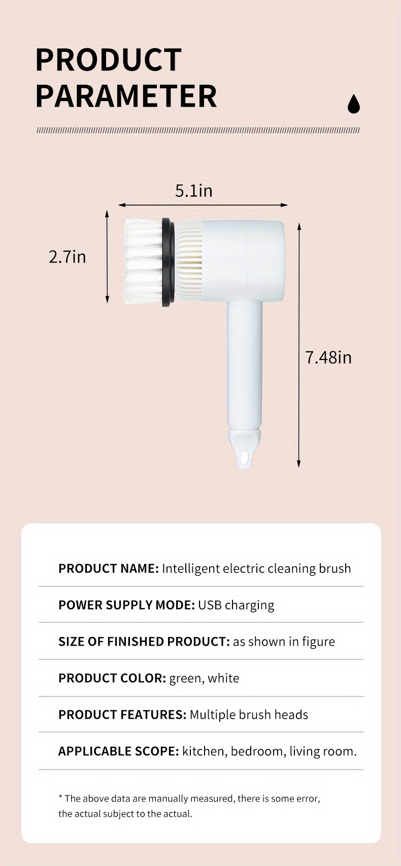 Spazzola Elettrica Wireless Pulizia Domestica E Cucina - Temu Italy