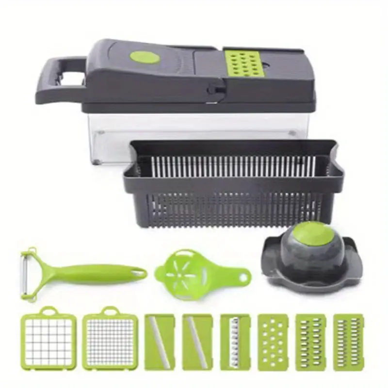 14in1, Vegetable Chopper, Onion Chopper, Multifunctional Food Chopper,  Kitchen Vegetable Slicer Dicer Cutter, Veggie Chopper With 8 Blades, Carrot  And Garlic Chopper With Container, Kitchen Gadgets - Temu