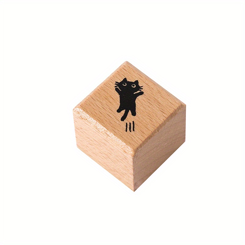 Adorable Little Black Cat Wooden Rubber Stamp Perfect Diy - Temu