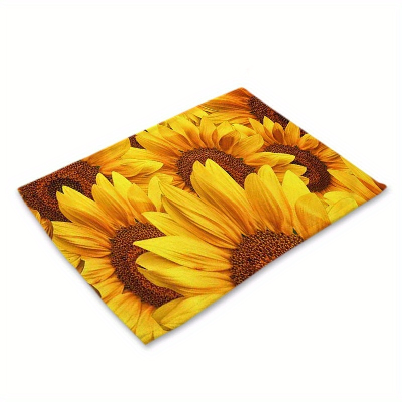 1pc Pvc Placemat Oil Painting Style Sunflower Pattern Placemat