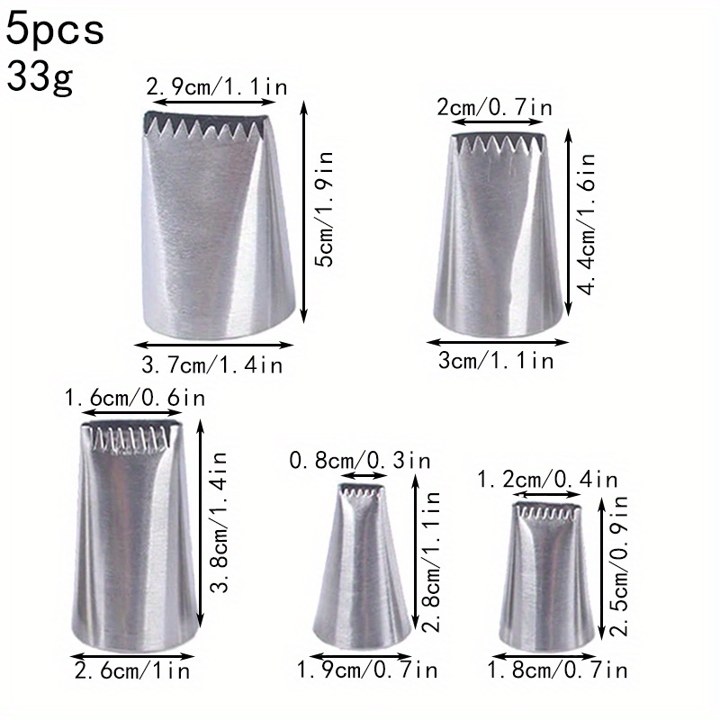 5 шт. металлических насадок для украшения тортов и заварных пирожных для нанесения крема и глазури кухонные приспособления и аксессуары для домашней выпечки подробности 7