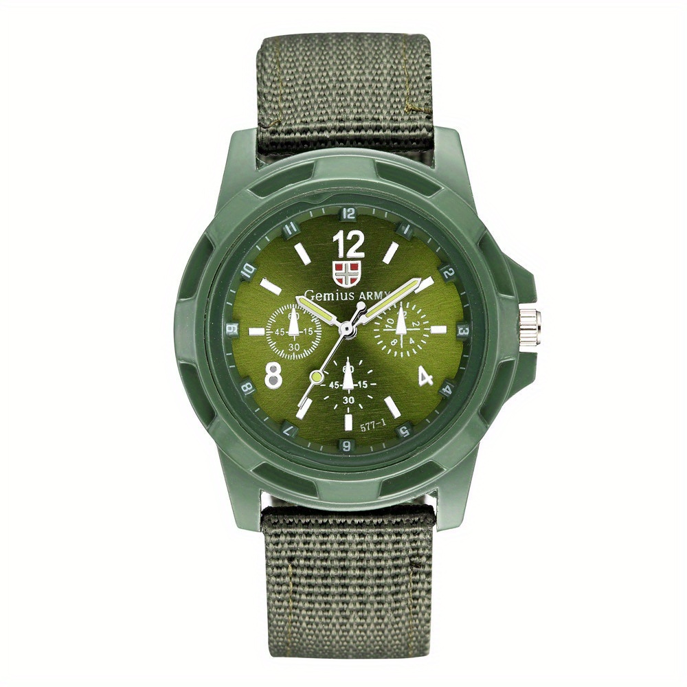 military sports mens watch nylon strap quartz wristwatch ideal choice for gifts green 10