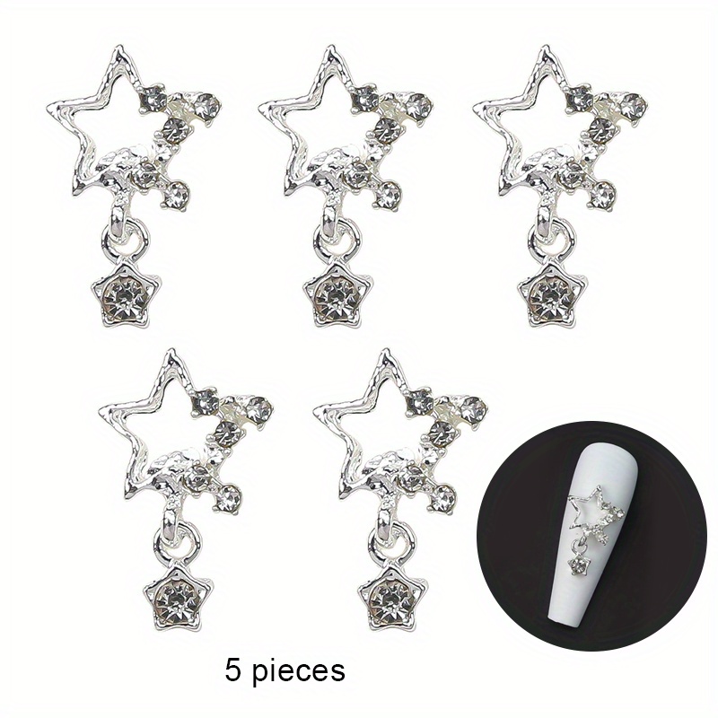 10pcs Crystal Alloy Star Nail Charms Rhinestones for Nails, 3D Stars Nail  Art Charms Nail Gems