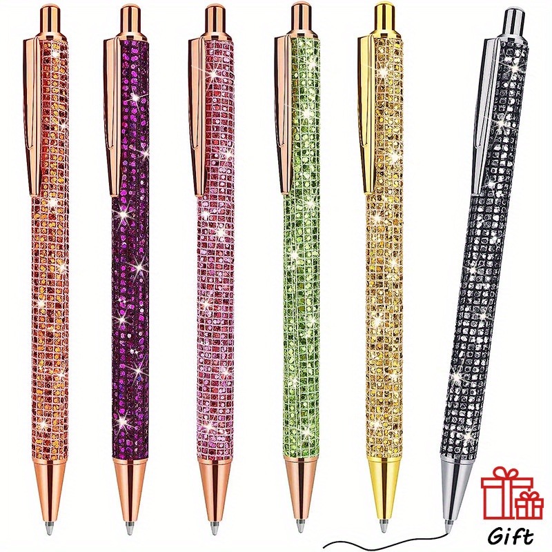 Colarr 16 Pcs Ballpoint Pens Set Metal Crystal Diamond Pen Glitter Pens for  Journaling Pretty Cute Pens Black Ink Retractable Fancy Pens Gifts for