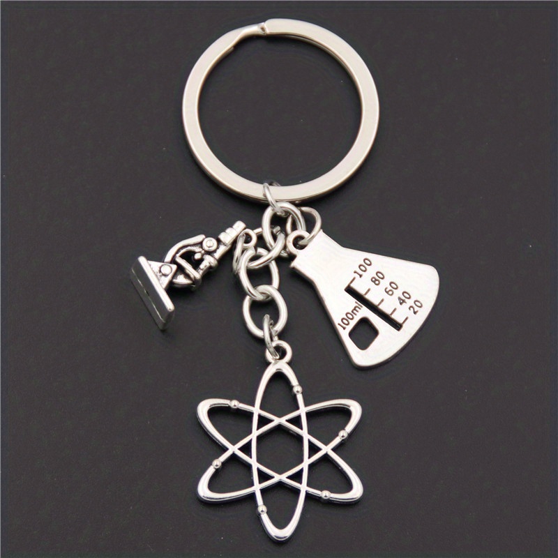 1pc Chemistry Series Keychain Metal Key Ring Purse Handbag Car Charm Phone Pendant, Gift For Chemistry Teacher