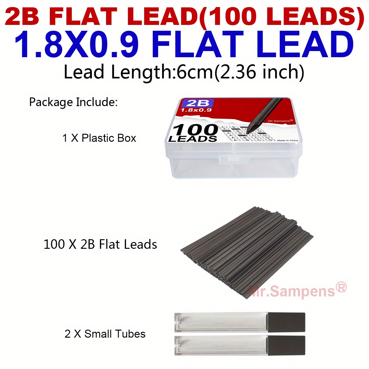 200-pack 2b Flat Square Lead Refills For Bubble Pens, Exam-specific 2b Mechanical Pencils, Machine-readable Filling Pencil Refills, Wholesale Exam Pens