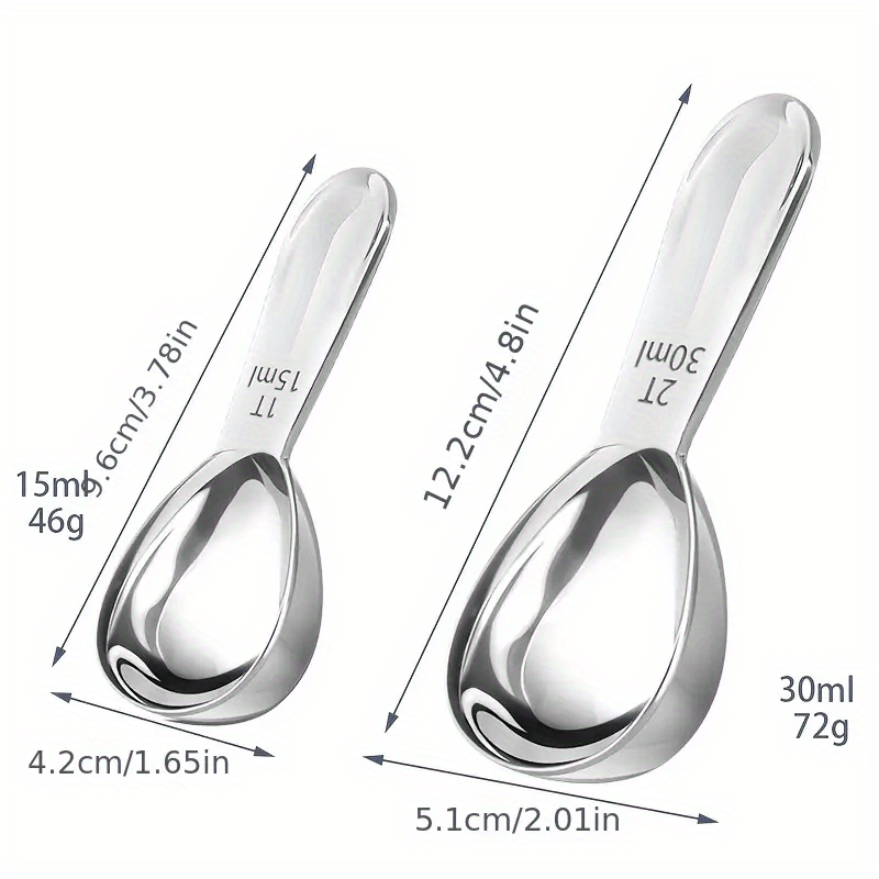 2 Tablespoon Measuring Spoon, Coffee Scoop Stainless Steel With Accurate  Measurement Short Handle Metal Spoons 2Pcs Set For Tea Sugar Flour (1 tbsp  