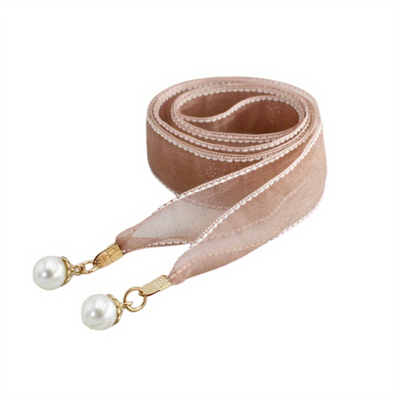 Faux Pearl Pendant Sash Belt Simple Solid Color Ribbon Bow Knotted Belts  Decorative Dress Girdle For Women - Temu