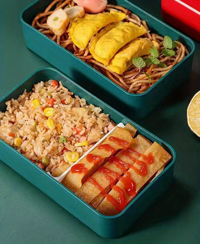 Wheat Plastic Bento Box Double Office Work Students Working - Temu