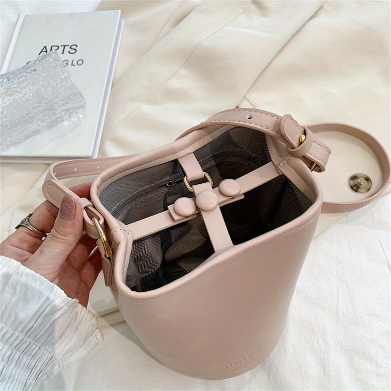 Small Solid Color Bucket Bag, Fashion Pu Crossbody Bag, Women's Round  Cylinder Purse - Temu United Arab Emirates