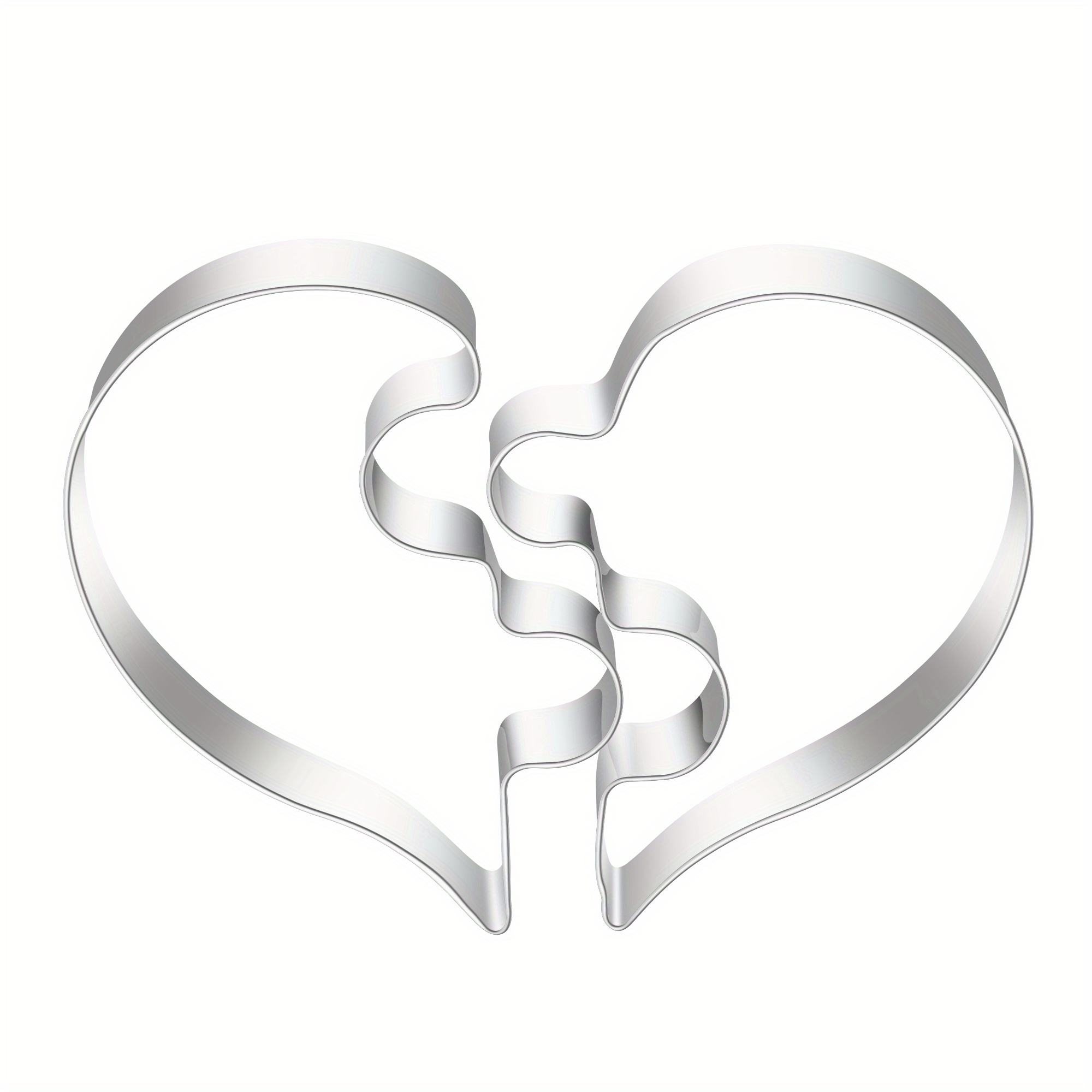 2pcs, Heart Puzzle Cookie Cutters, Heart Shape Candy Mold, Stainless Steel Biscuit Molds, Cutters, Cake Decorating Molds, Baking Tools, Kitchen Gadgets, Kitchen Accessories, Home Kitchen Items