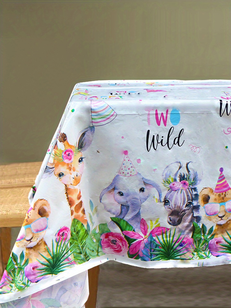 Jungle Safari Tablecloths, Animal Print Table Cover, Sage Green Baby