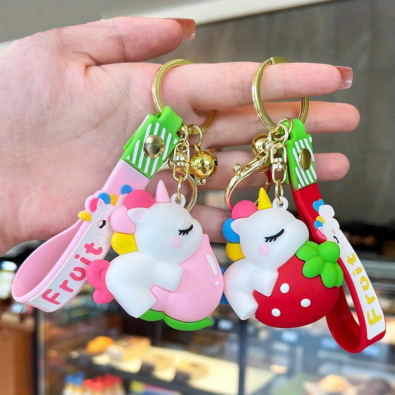 Cartoon Unicorn Pom Pom Keychain Cute Animal Plush Key Ring Purse Bag  Backpack Car Earphone Accessory Children's Day Gift - Temu