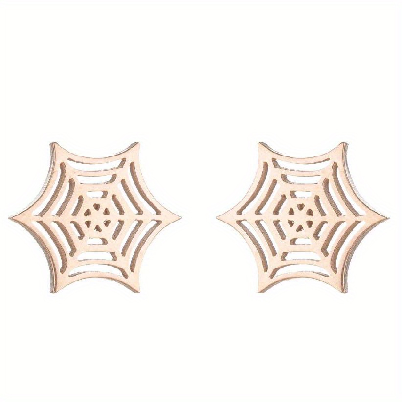 2pcs Men's Stainless Steel Spider Web Earrings