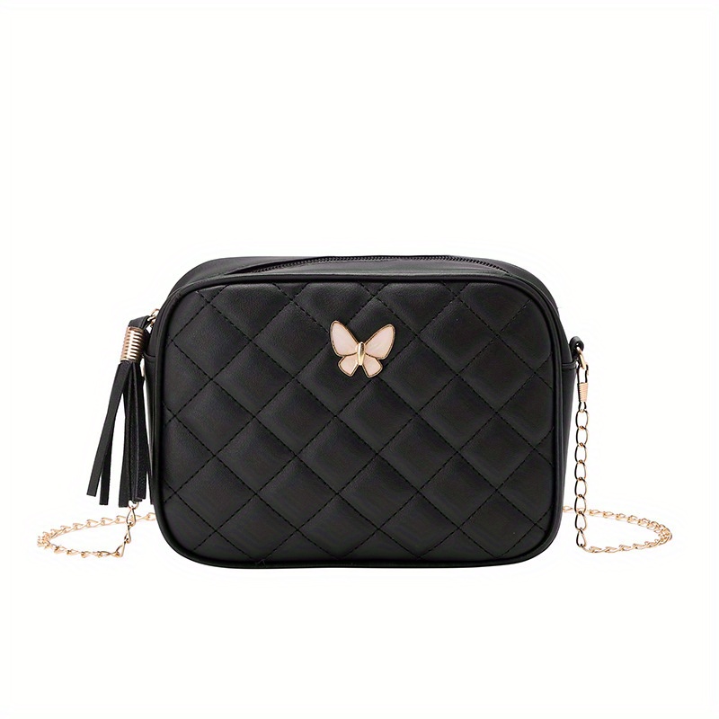 Before & Ever Small Purse - Quilted Black Crossbody Bag for Women - Gold Chain Clutch Purse Bag for Women