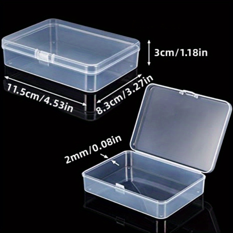 Small Plastic Storage Containers Hinged Lids Rectangle Clear