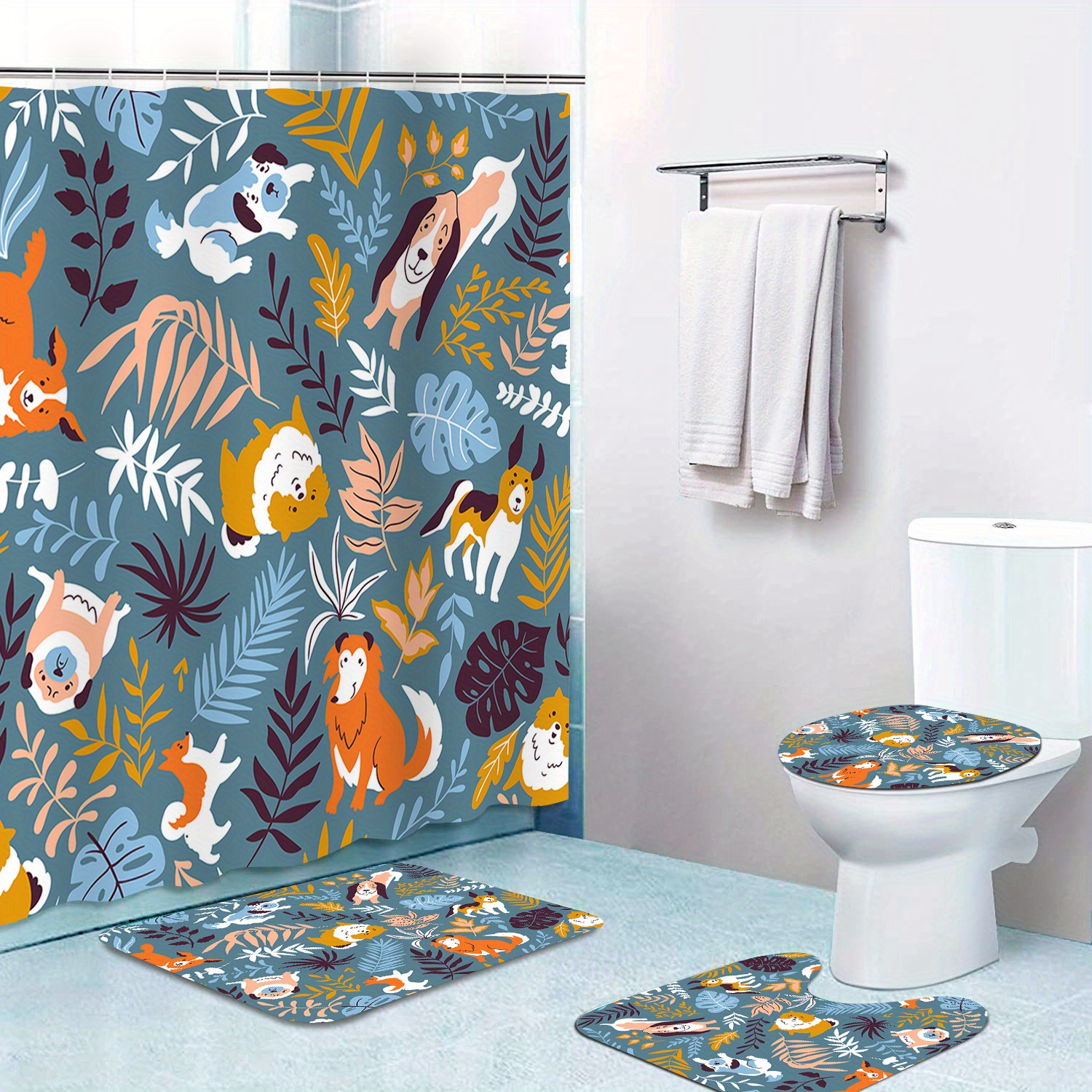 Zoo Animal Shower Curtain 12 Hooks Microfiber Bathroom Non - Temu