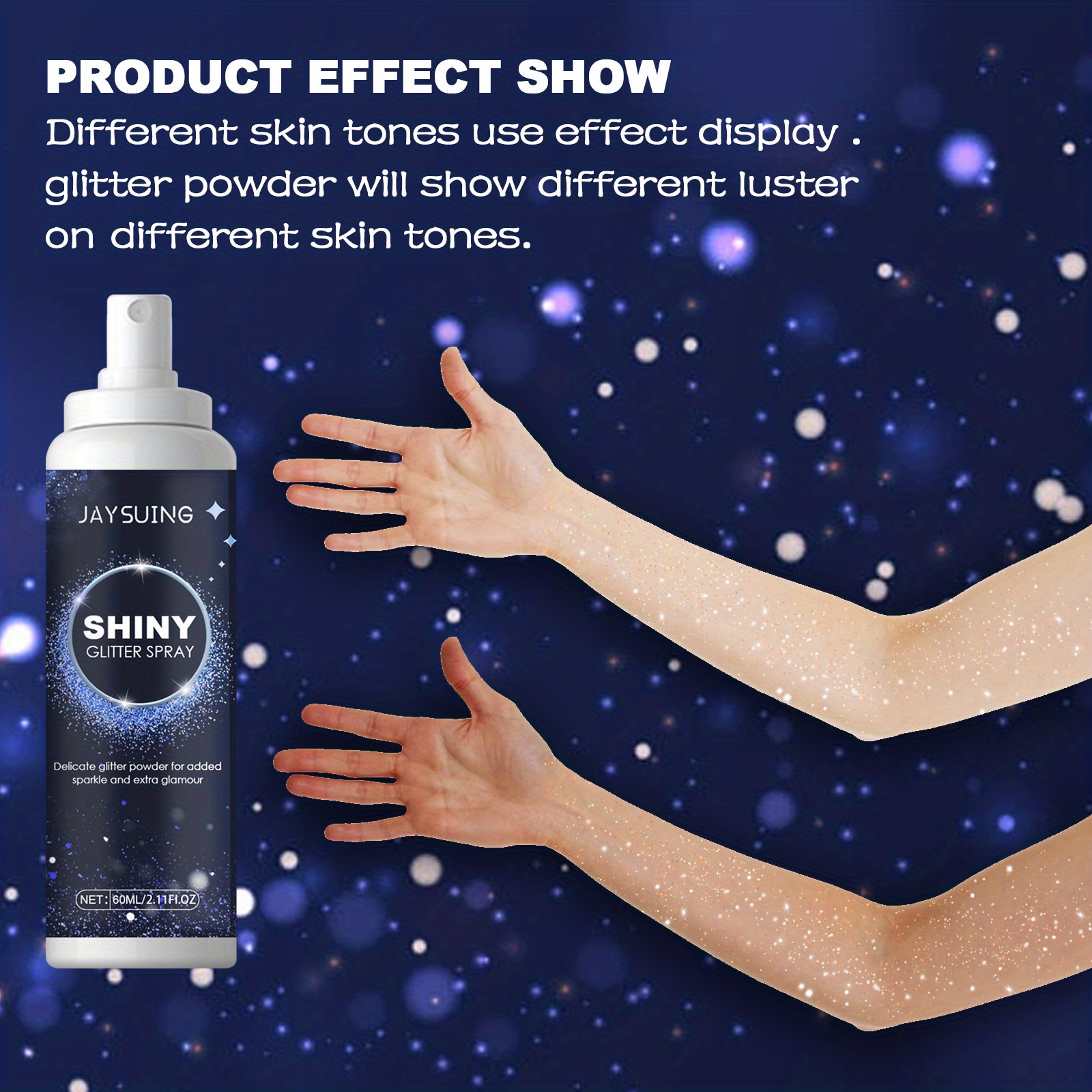 Glitter Spray for Hair and Body Make Up Long Lasting Shimmer Silver Glitter  Hairspray Tiktok 60ml 