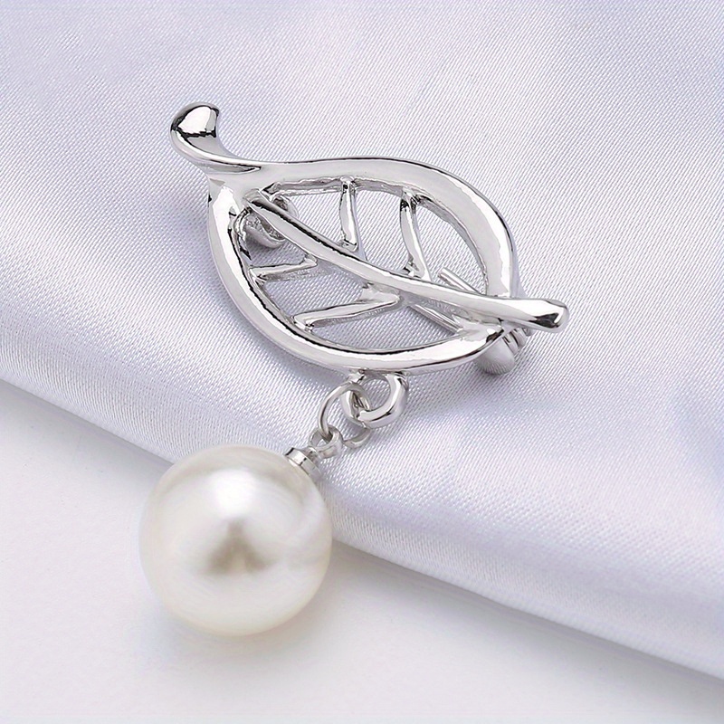  Small Pearl Silk Scarf Ring Clip Brooch for Women