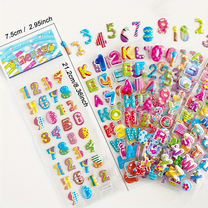 Alphabet 3D Digital Puffy Stickers Clipart Bulletin Board Cute Elementary  Labels
