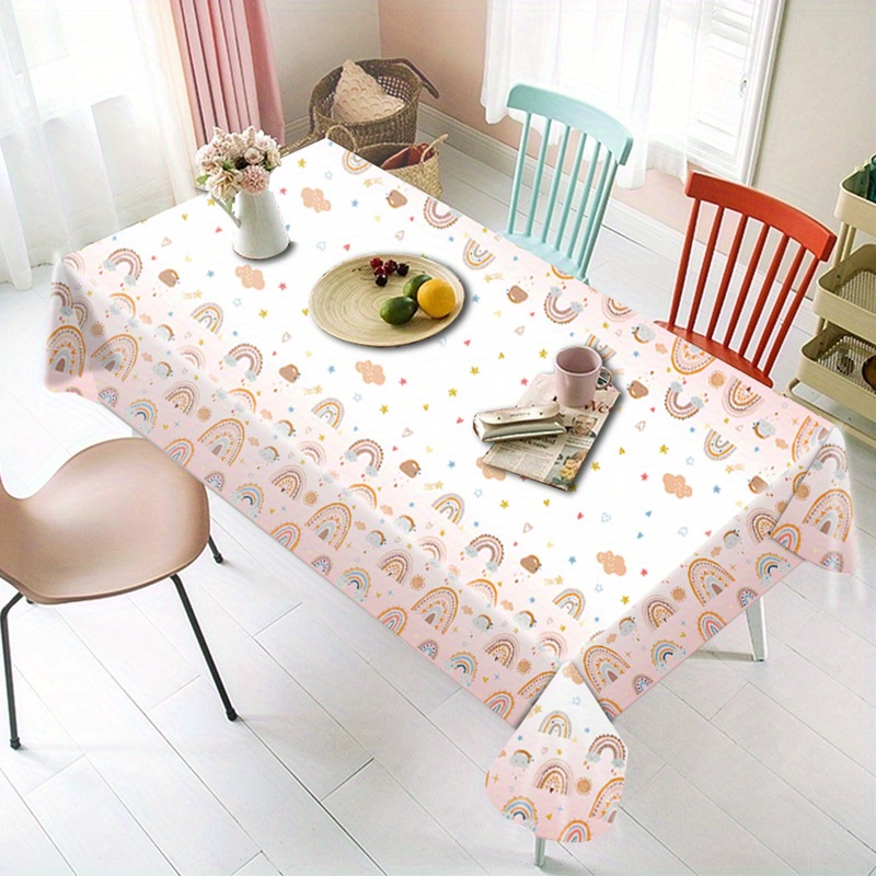 Pastel Rainbow Tablecloths Disposable Tablecloth Waterproof