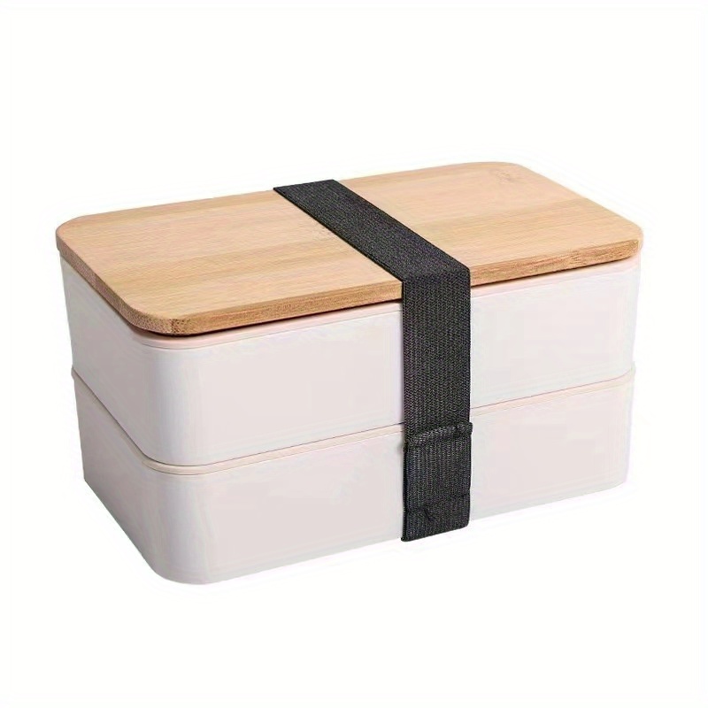 Portable square plastic bento box lunch box Creative bamboo fiber double  two-compartment lunch box lunch box