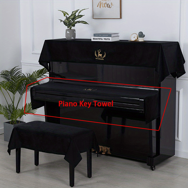 Blue Feather Printed Piano Dust Cover Towel Half Piano Cover Dust  Protection Cover Cloth Piano Stool Cover