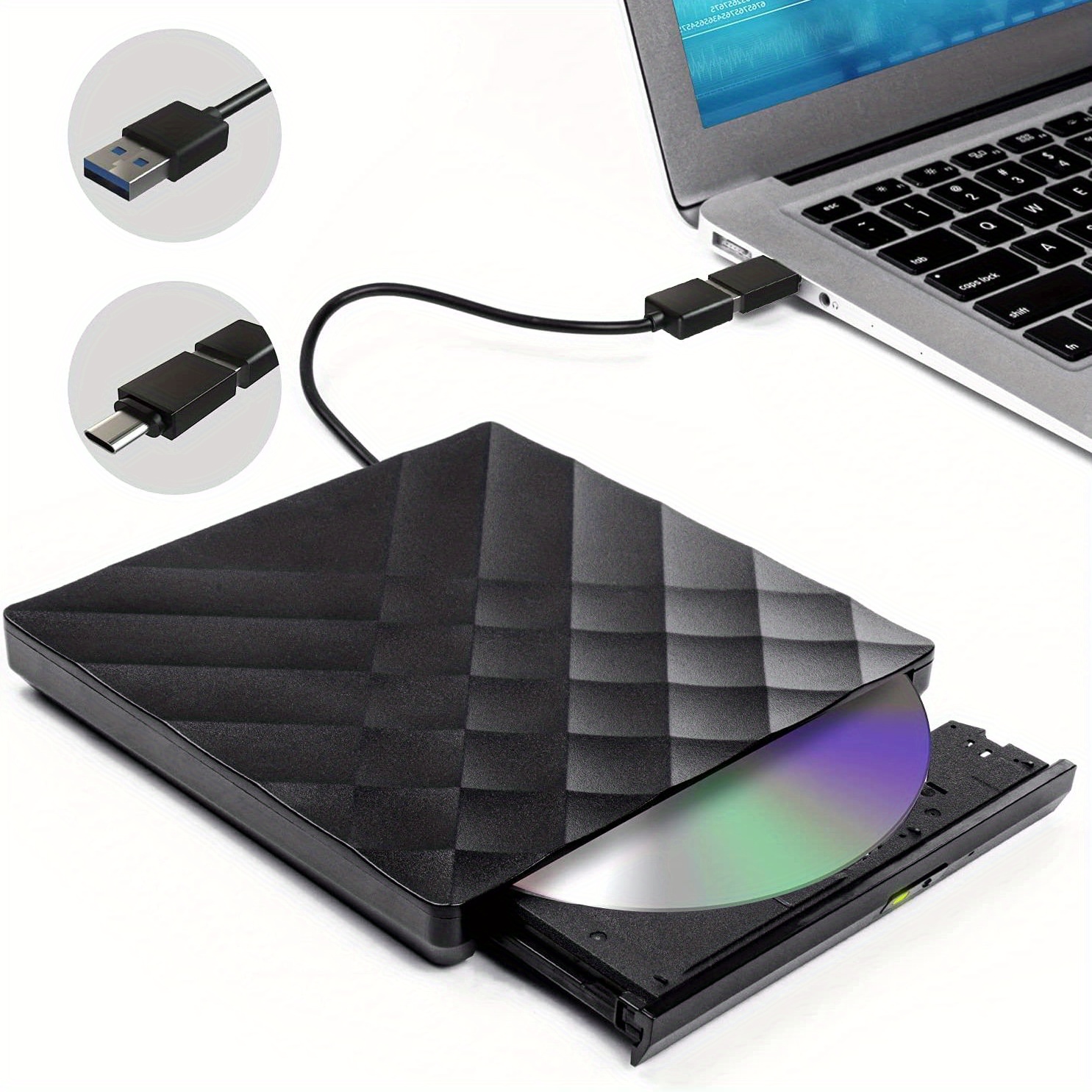 External Usb 3.0 Type-c Dvd Drive: Portable Dvd Player For Laptop, Cd/dvd  +/-rw Burner Reader For Windows, Linux, For Macbook - Perfect Easter Gift!  - Temu