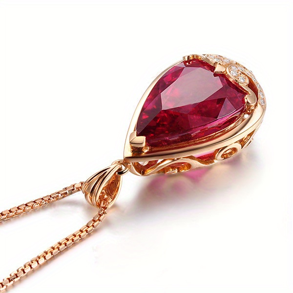 new european and american   water drop shaped copper plated rose gold plated simulated     and sapphire plated rose gold plated color pendant womens fashion collarbone chain details 4