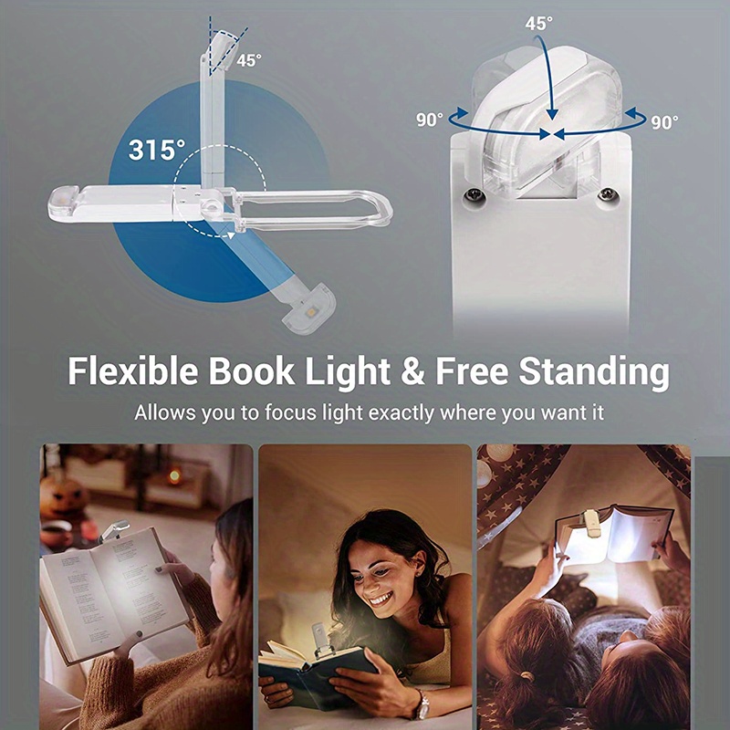 Usb Rechargeable Book Reading Light Led Eye Care Clip Book Temu