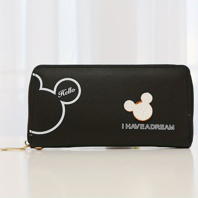 White Minnie & Mickey Pattern Zip Wallet