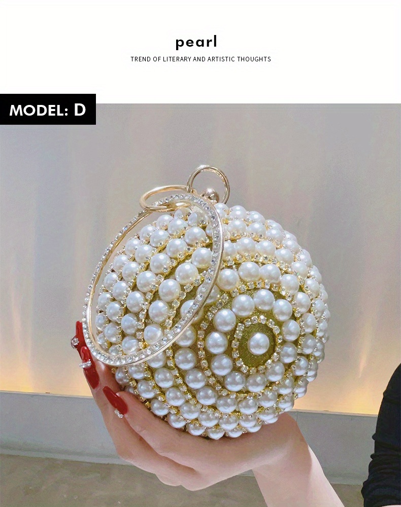 Rhinestone Ball Shaped Evening Bag, Elegant Circle Clutch Purse