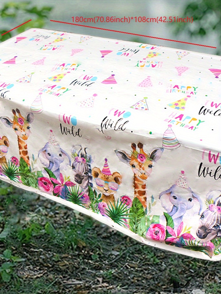 Jungle Safari Tablecloths, Animal Print Table Cover, Sage Green Baby