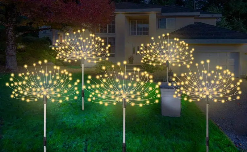 solar fireworks lights, 5pcs set outdoor solar fireworks lights 120led lawn flower lights outdoor waterproof solar garden fireworks lights with remote control suitable for villa garden yard balcony pathway lawn holiday party decoration 37 4x59 details 2