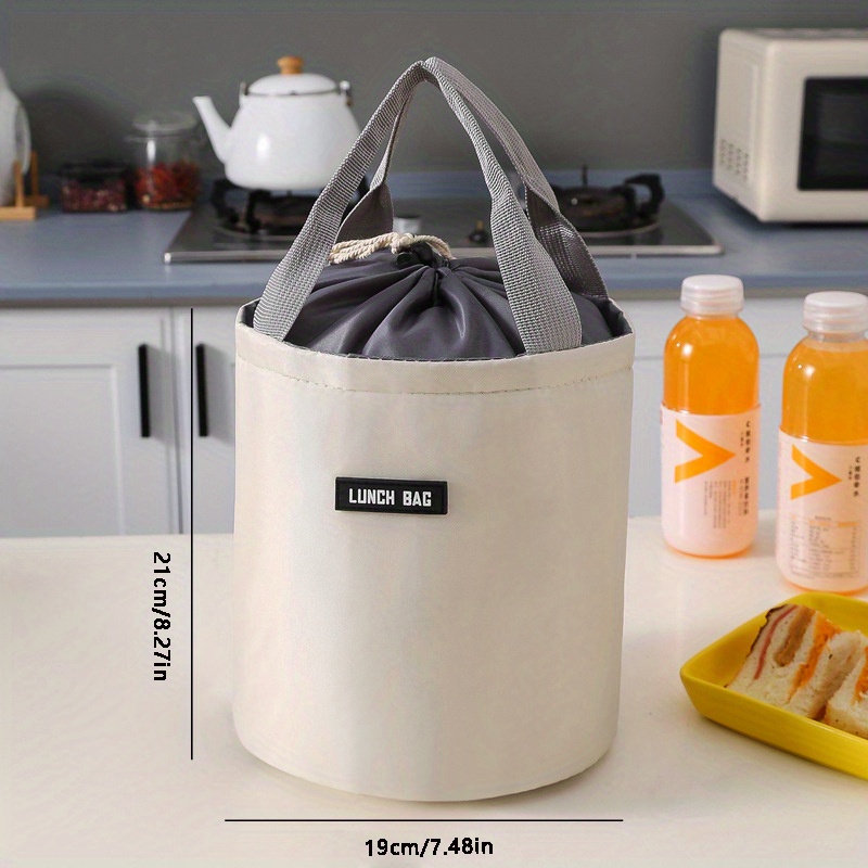 1pc cylinder insulation lunch box bag insulation bag large aluminum foil portable round lunch bag to work insulation bag meal bag details 4