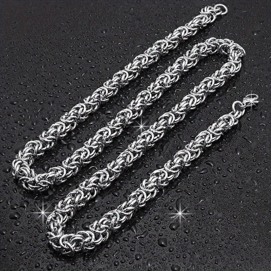 Trendy Mens Stainless Steel Braided Keel Chain Necklace Temu 4615