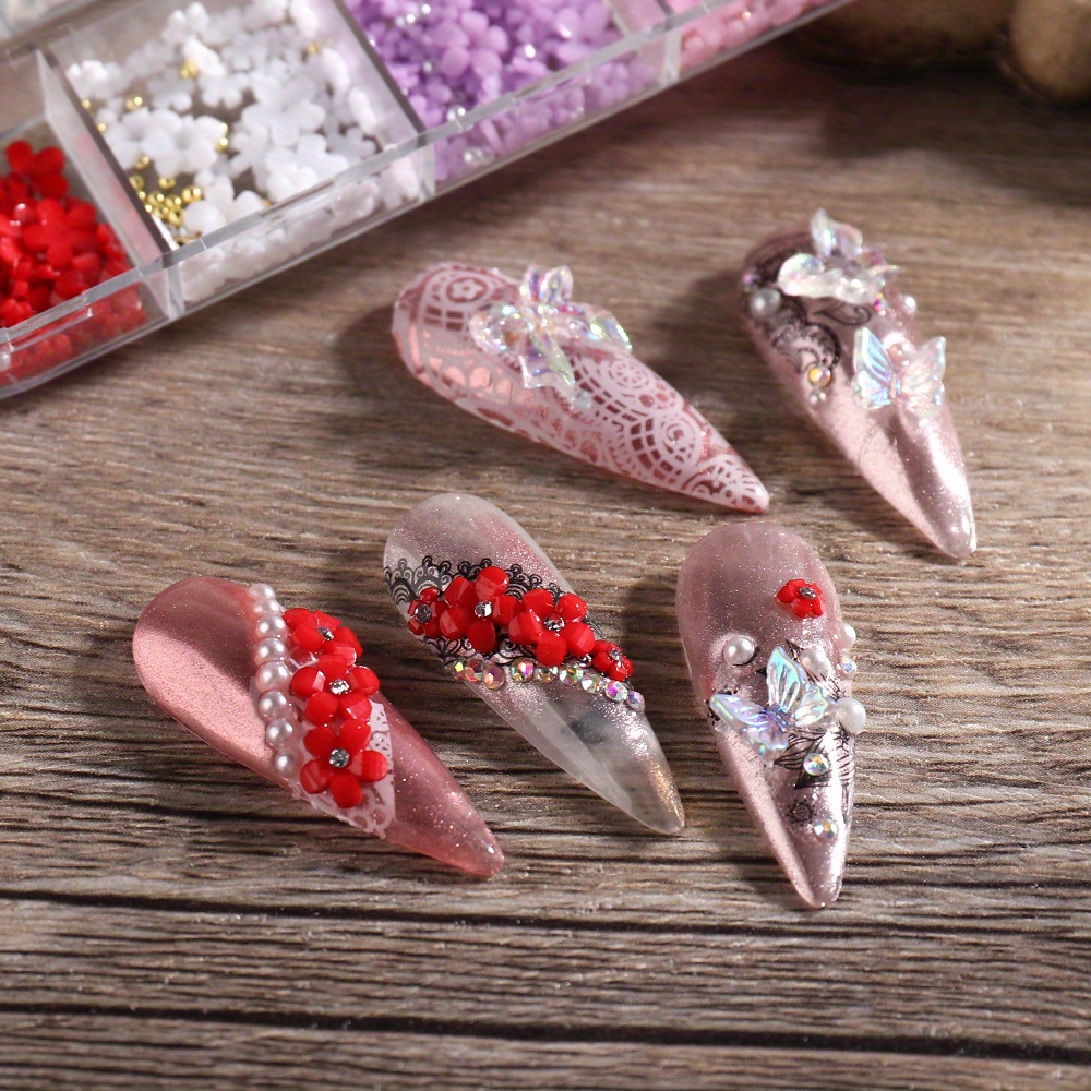 3d Floral Nail Art Charms Flower Camellia Butterfly Temu