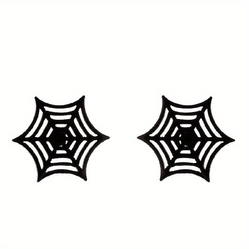 2pcs Men's Stainless Steel Spider Web Earrings