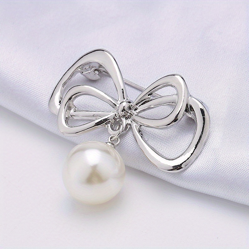 Simple Pearl Silk Scarf Buckle Elegant Pearl Scarf Ring Clip Pearl Shell  Small Square Scarf Buckle Ring Single Pearl Jacket Waist Closure Fashion
