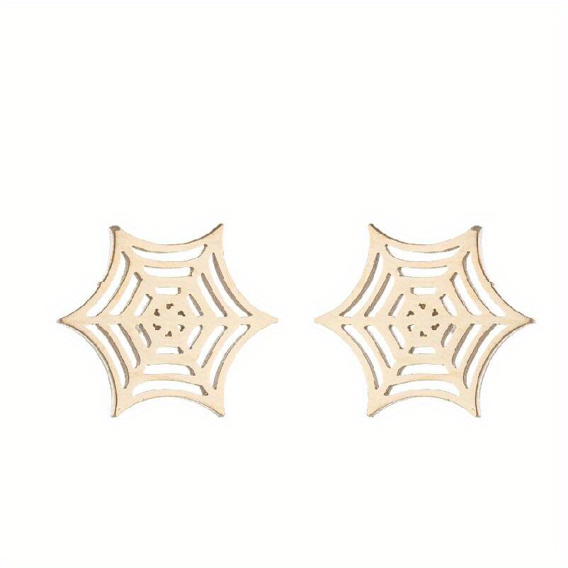 2pcs Men's Stainless Steel Spider Web Earrings