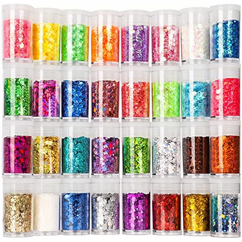 Glitter for Resin, 24 Colors Fine Glitter Powder Sequins, Craft Glitter for  Slime Tumbler Arts, Cosmetic Glitter for Face Hair Body Nail Eye (8g)