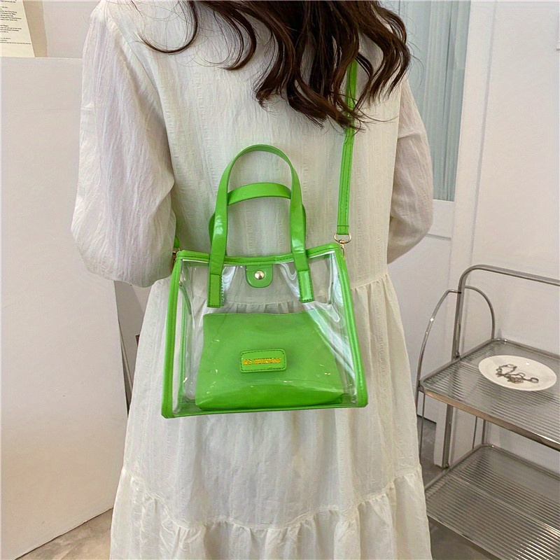 Fashion PVC Jelly Handbags Large Capacity Beach Shoulder Bags