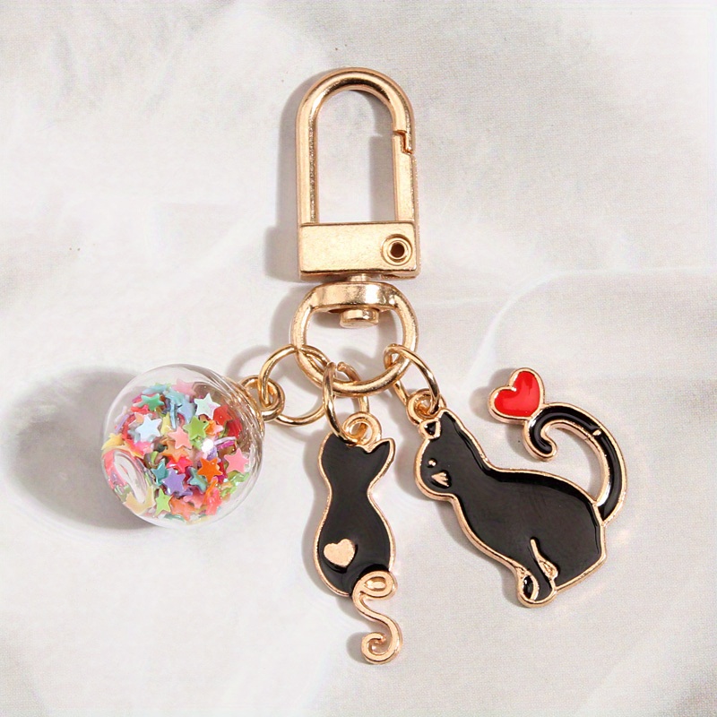 1pc Cartoon Cat Keychain Cute Animal Key Ring Purse Handbag Car Charm Phone Pendant, Gift For Valentine's Day