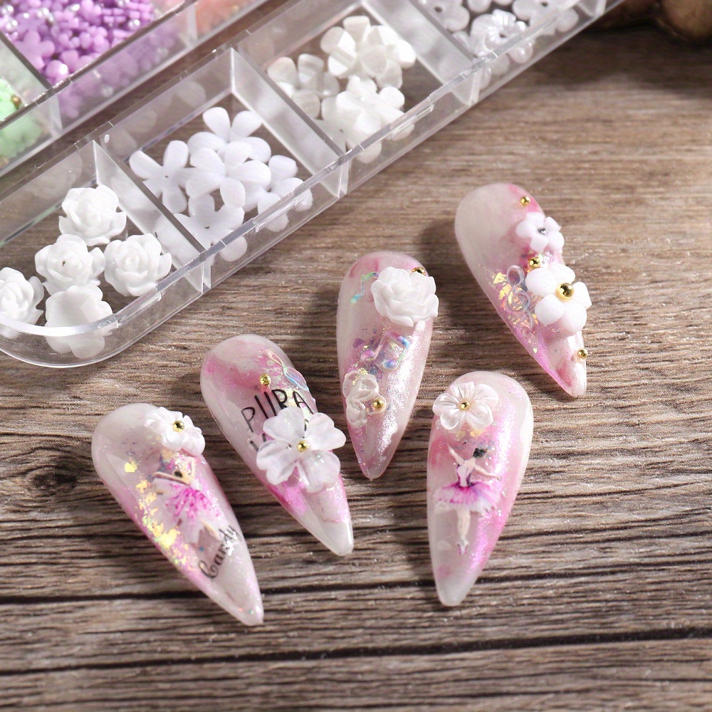 3d Floral Nail Art Charms Flower Camellia Butterfly Temu
