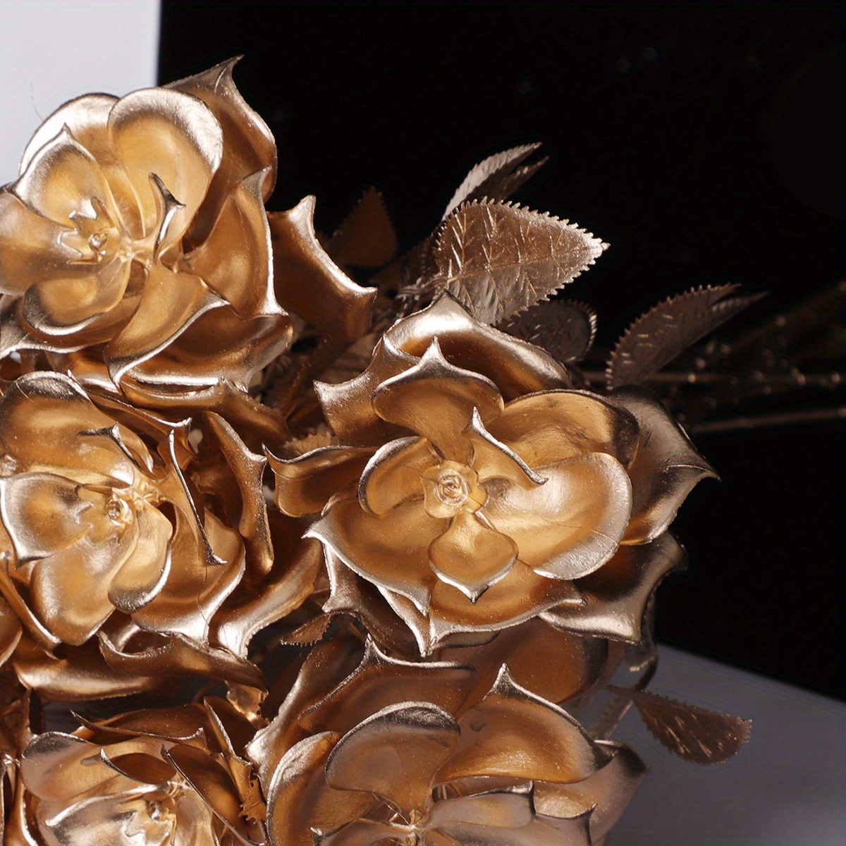 Gorgeous Metallic Artificial Flower Long Golden Fake Rose - Temu