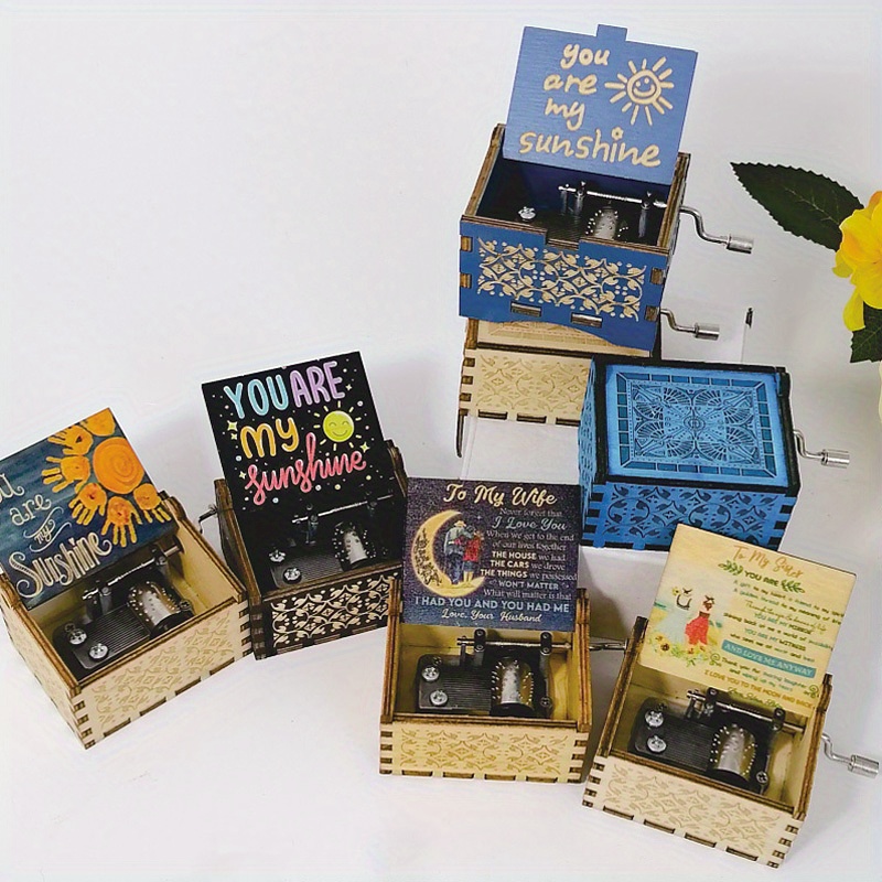 Hand cranked Wooden Music Box Daughter Son Gifts Mom dad Temu